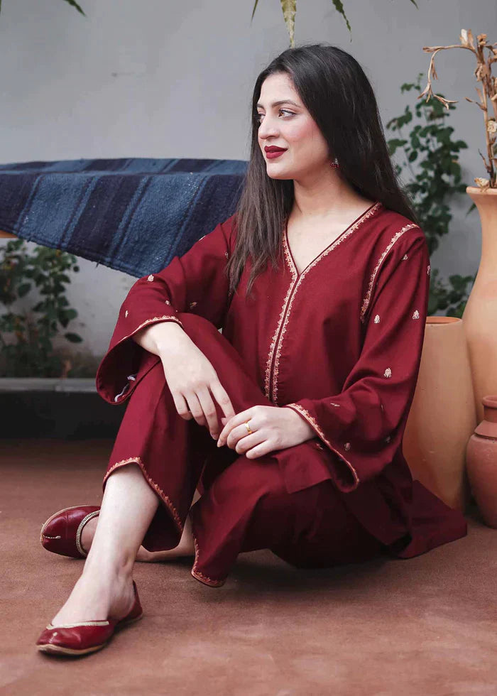 MP503 - WINTER 3PC Dhanak suit with Embroidered Shawll