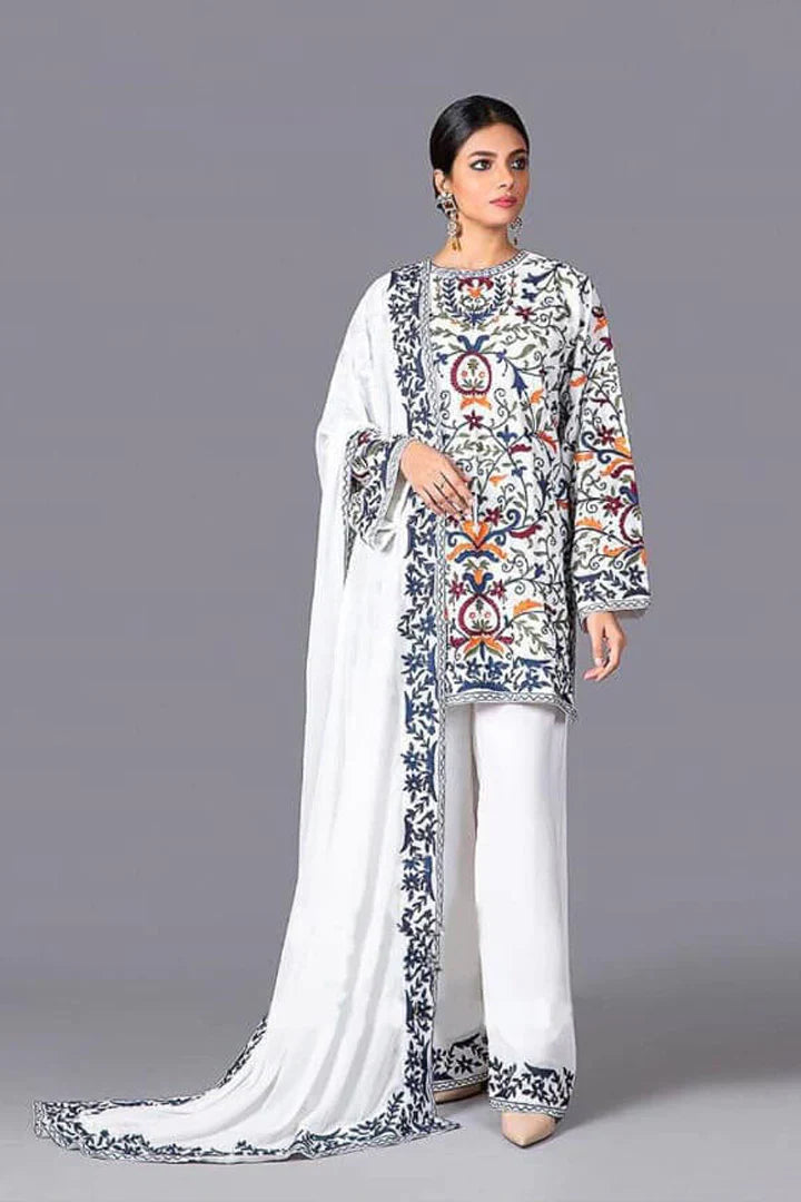 MP232-Embroidered 3pc Lawn dress with embroidered Chifoon Dupatta