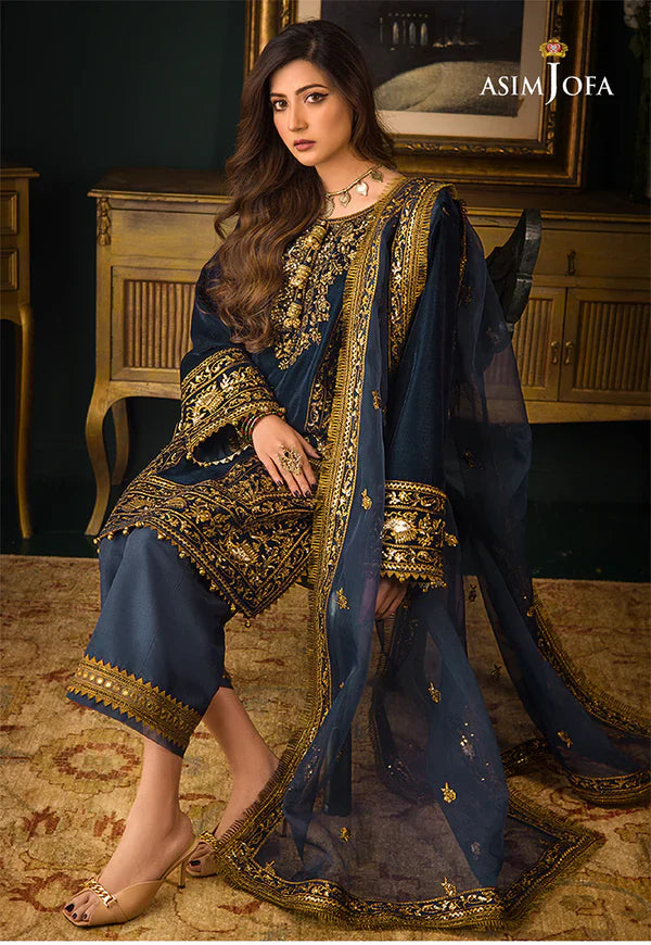 MP2028 - Asim Jofa - Embroidered Velvet 3piece suit