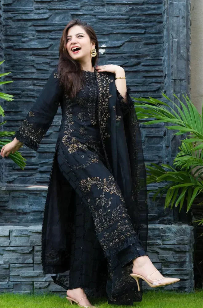 MP226-NISA - 3PC Lawn Embroidered Shirt With Chiffon Embroidered Dupatta