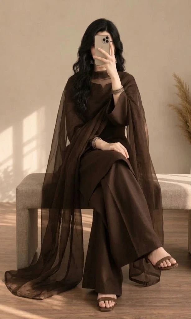 MP1352 - Bunaai - Winter-3PC Shamooz Silk Embroidered Suit