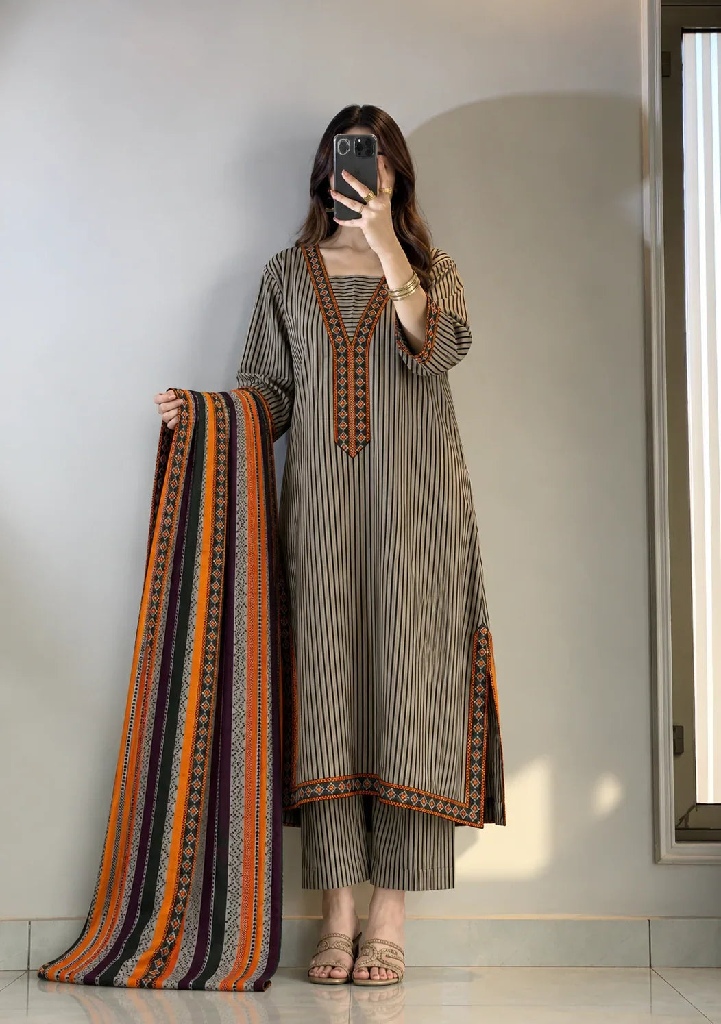 MP1368 - Khaadi - Winter 3PC Karandi Digital Print Dress