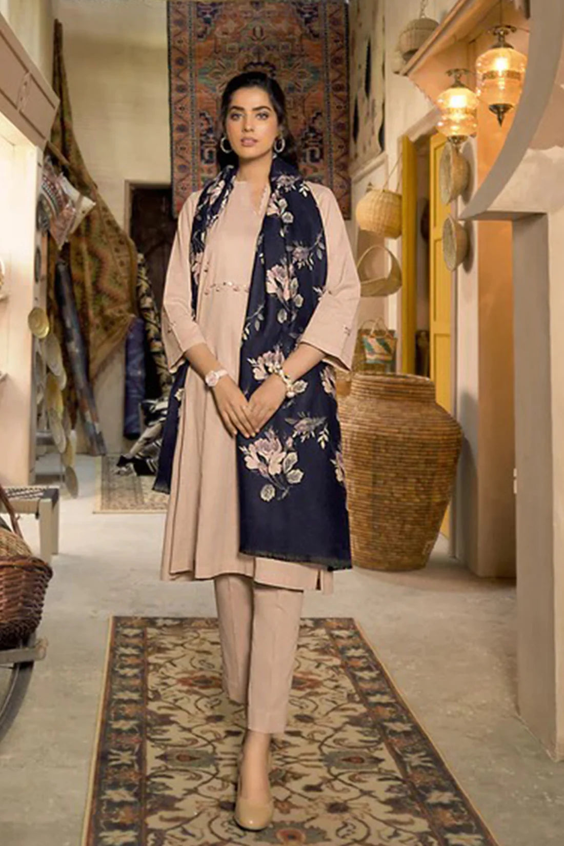 MP808-WINTER 3 Piece Dhanak Suit with digital printed wool shawll