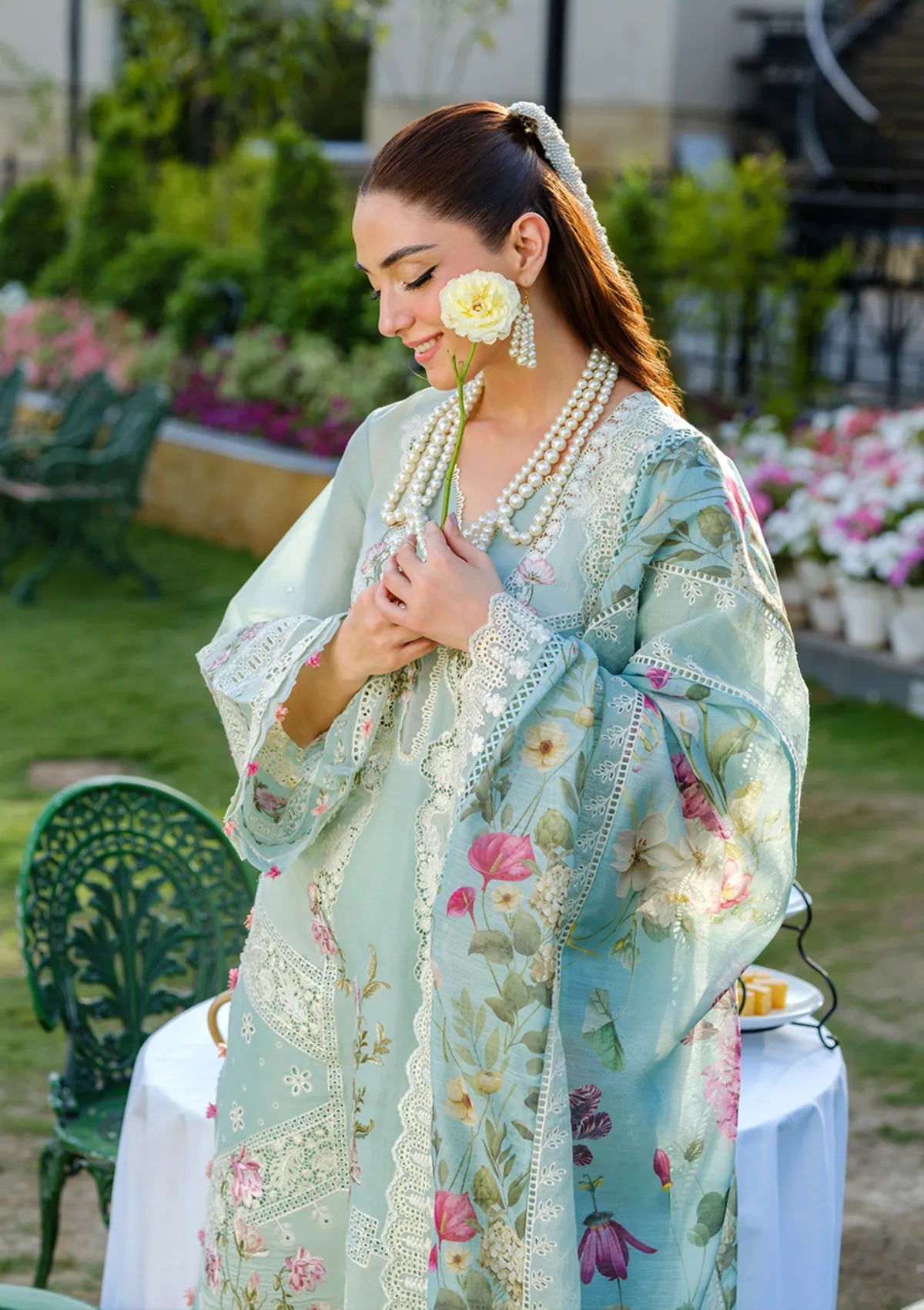MP1137 - Elaf - Summer 3PC Lawn Chikenkari Embroidered Shirt