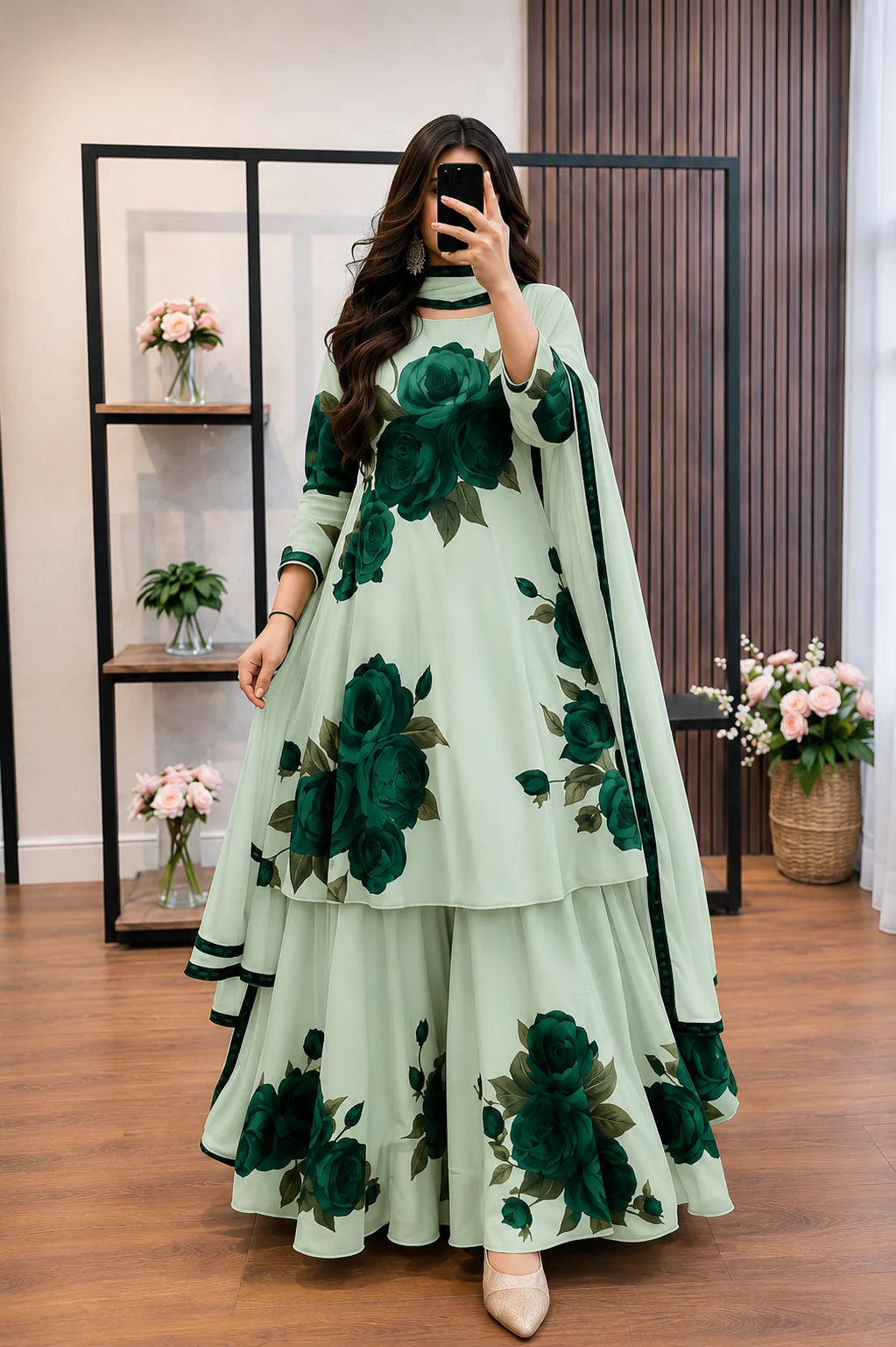 MP1228 - Maliha - 3 piece Lawn frock style Printed suit