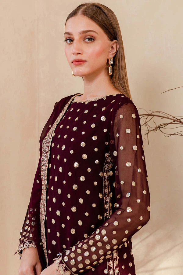 MP1104 - Winter Unstitched 3PCs Embroidered Velvet Dress With Embroidered Organza Dupatta