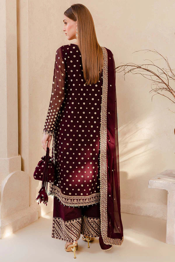 MP1104 - Winter Unstitched 3PCs Embroidered Velvet Dress With Embroidered Organza Dupatta
