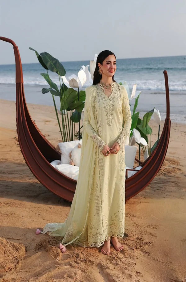 MP1313 Summer -3PC LAWN CHIKANKARI EMB SHIRT WITH CHIFFON EMB DUPATTA