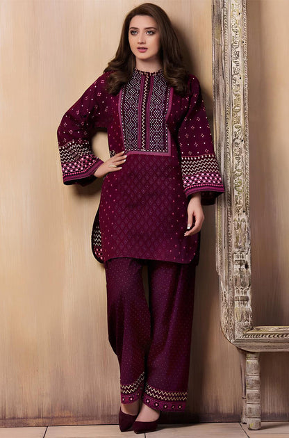 MP015- WINTER Laj wanti 2Pc Embroidered Linen Suite With Fully Embroidered trouser & Patches