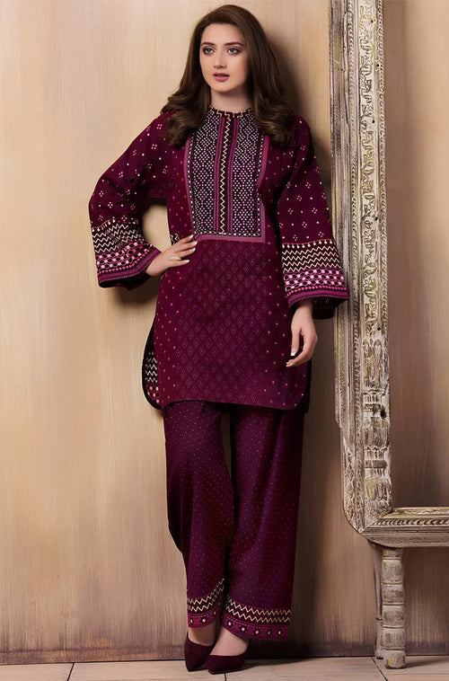 MP015- WINTER Laj wanti 2Pc Embroidered Linen Suite With Fully Embroidered trouser & Patches