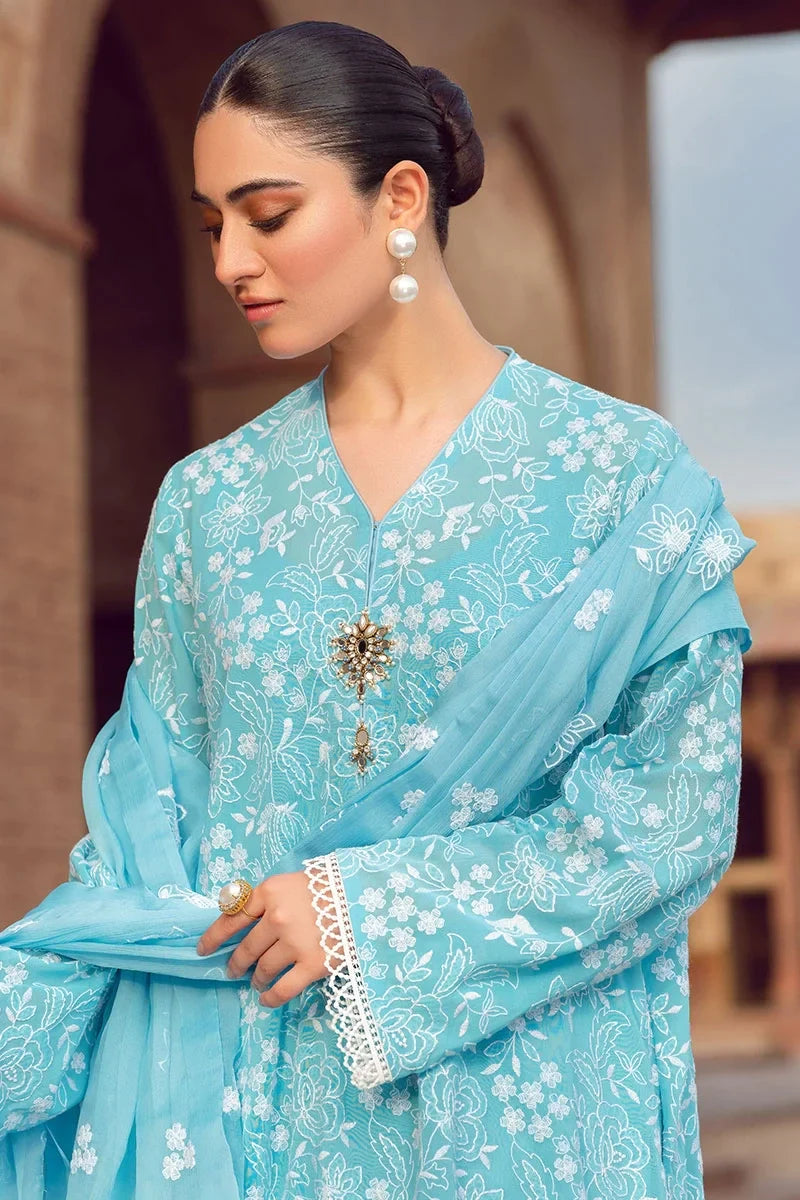 MP202-Bareeze -Embroidered 3pc lawn dress with embroidered chiffon dupatta