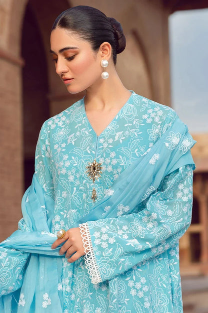 MP202-Bareeze -Embroidered 3pc lawn dress with embroidered chiffon dupatta