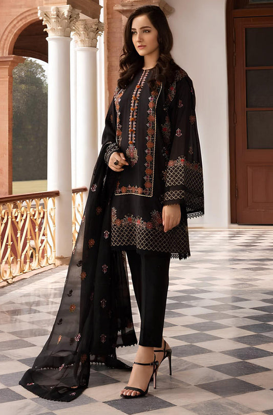 Mp254-BAREEZE 3PC LAWN EMBROIDERED DRESS WITH CHIFFON EMBROIDERED DUPATTA