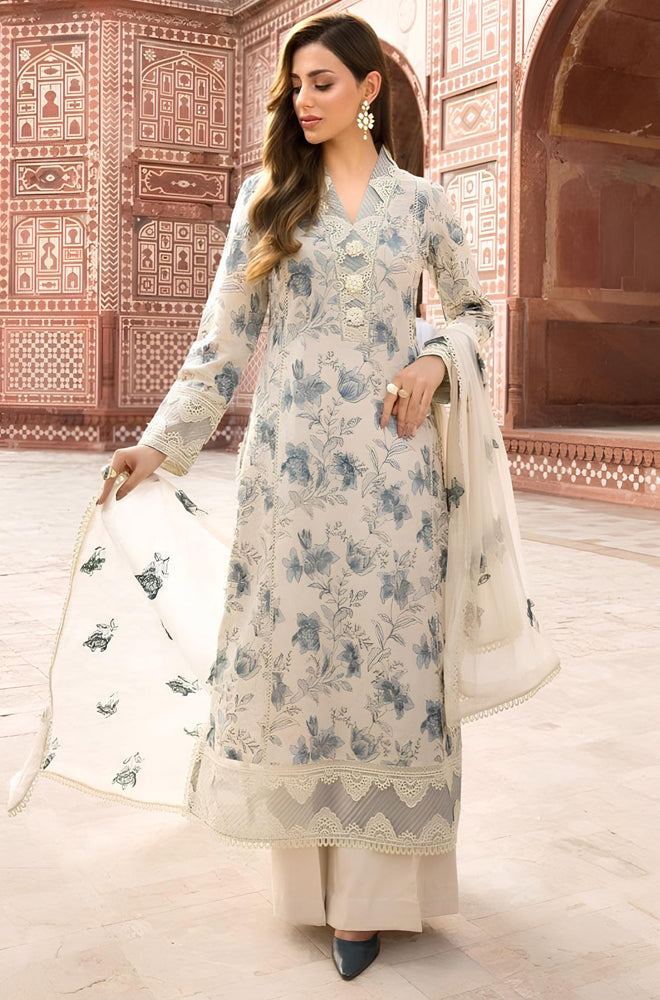 MP729-Bareeze -Embroidered 3pc lawn dress with embroidered chiffon dupatta