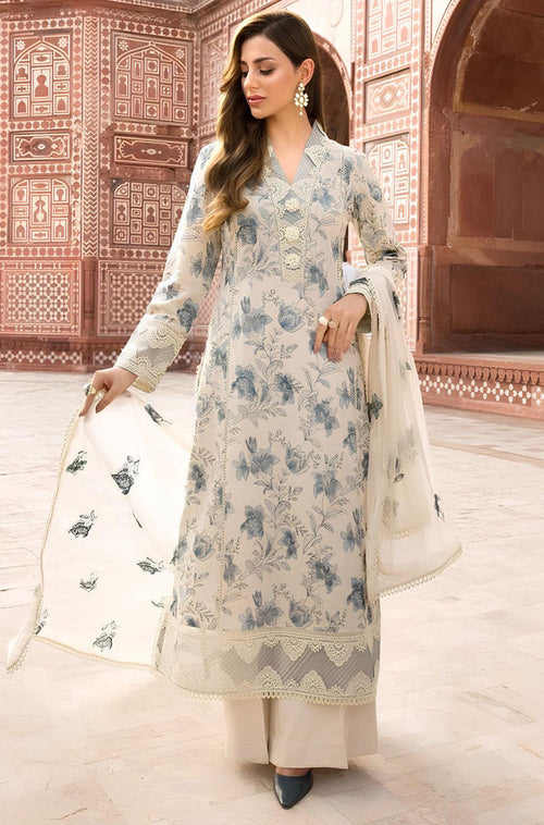MP729-Bareeze -Embroidered 3pc lawn dress with embroidered chiffon dupatta