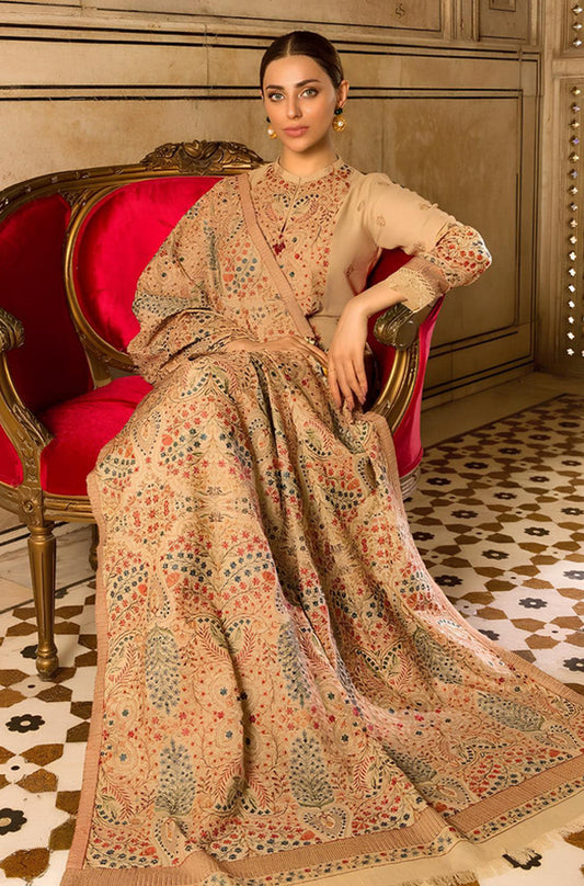 MP528-WINTER 3-Pc Embroidered Dhanak Suit with Heavy Embroidered Dhanak Shawl