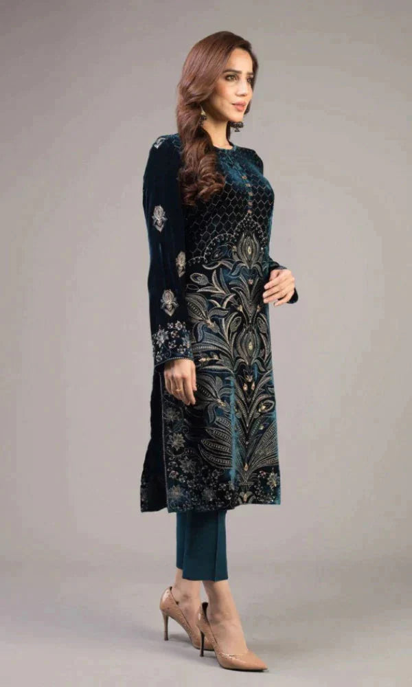 MP213-Bareeze 3PC Lawn Front Full Embroidered Back Bazo Embroidered Bember Dupatta