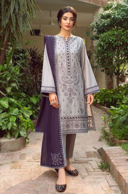 MP233-Jazmin - 3PC Lawn Embroidered Shirt with Bamber Chiffon Embroidered Dupatta and Lawn Trouser