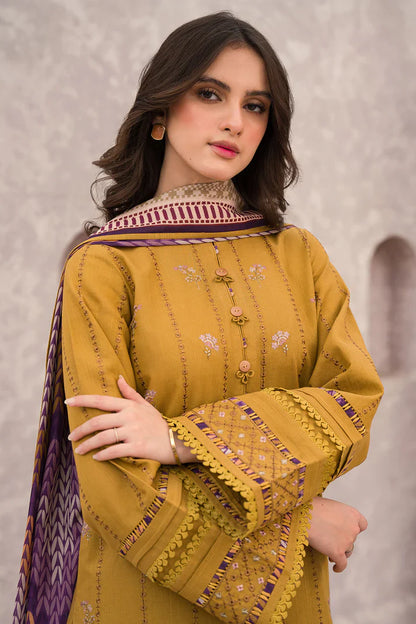 MP618-WINTER 3PC Dhannak Embroidered suit with Printed Shawll