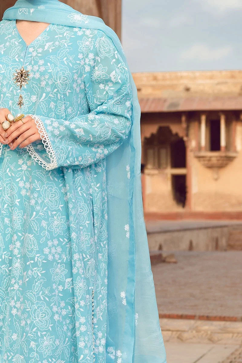 MP202-Bareeze -Embroidered 3pc lawn dress with embroidered chiffon dupatta