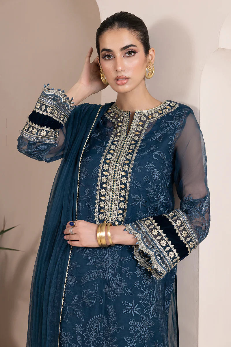 MP727-BAROQUE-Embroidered 3pc organza dress with organza duppata