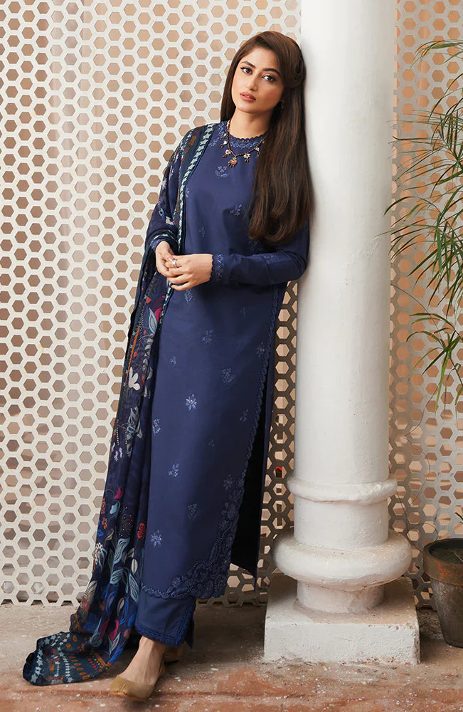 MP760-SUMMER - 3PC Lawn Heavy Embroidered Shirt With Monar Printed Dupatta