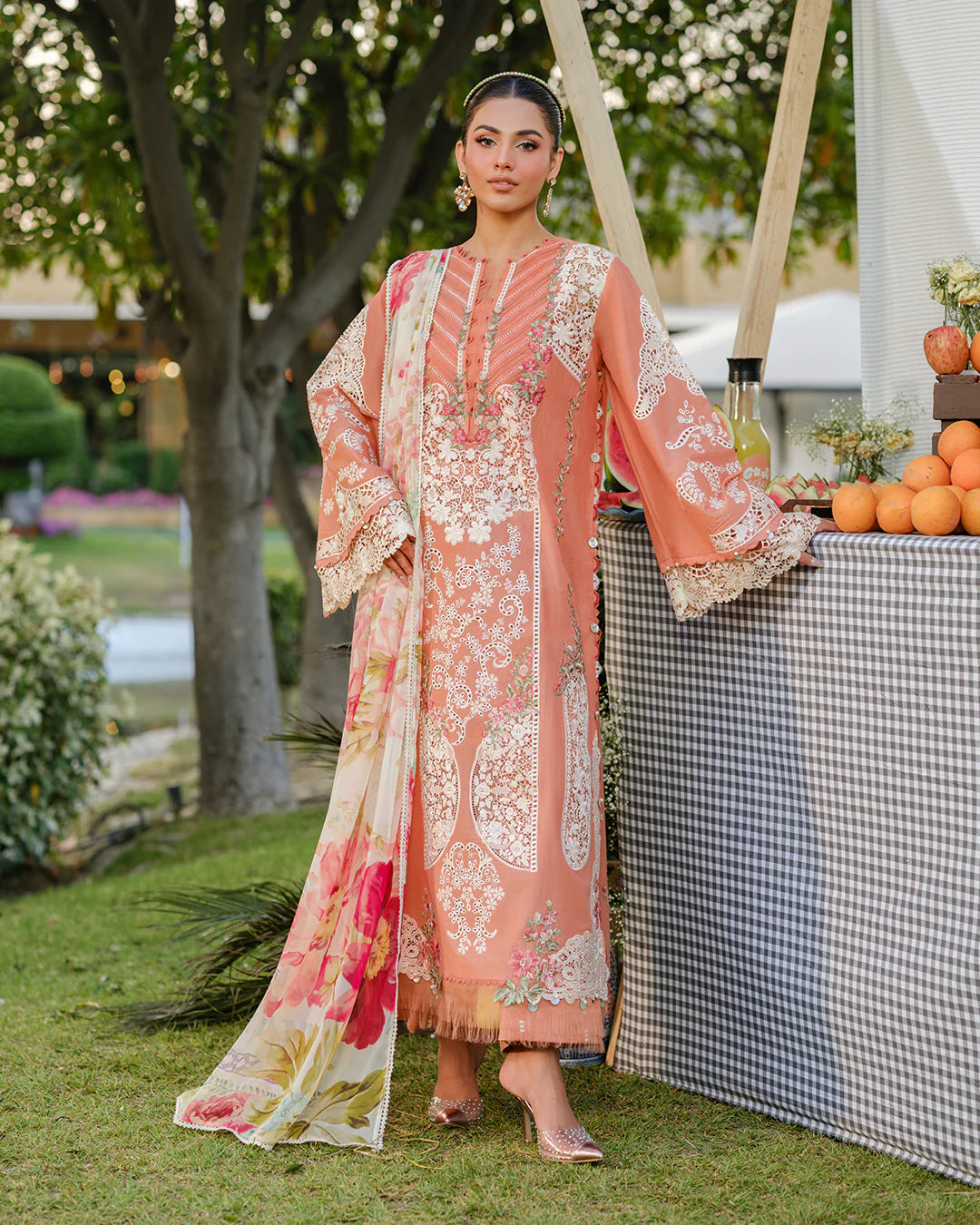 MP1126 - Elaf - Summer 3PC Lawn Chikenkari Embroidered Shirt