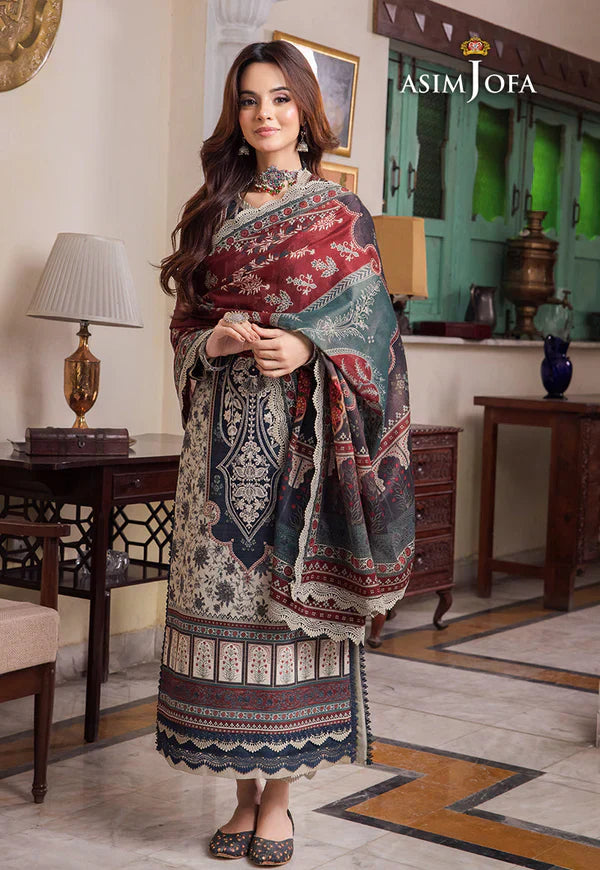 MP1143 - Asim Jofa - Summer 3PC Lawn Digital Print Dress