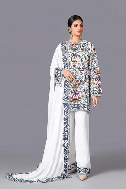 MP232-Embroidered 3pc Lawn dress with embroidered Chifoon Dupatta