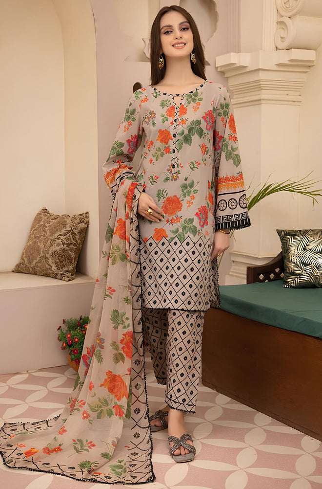 MP700-3PC Lawn Digital Printed Shirt With  & Digital Printed Bamber Chiffon  Dupatta