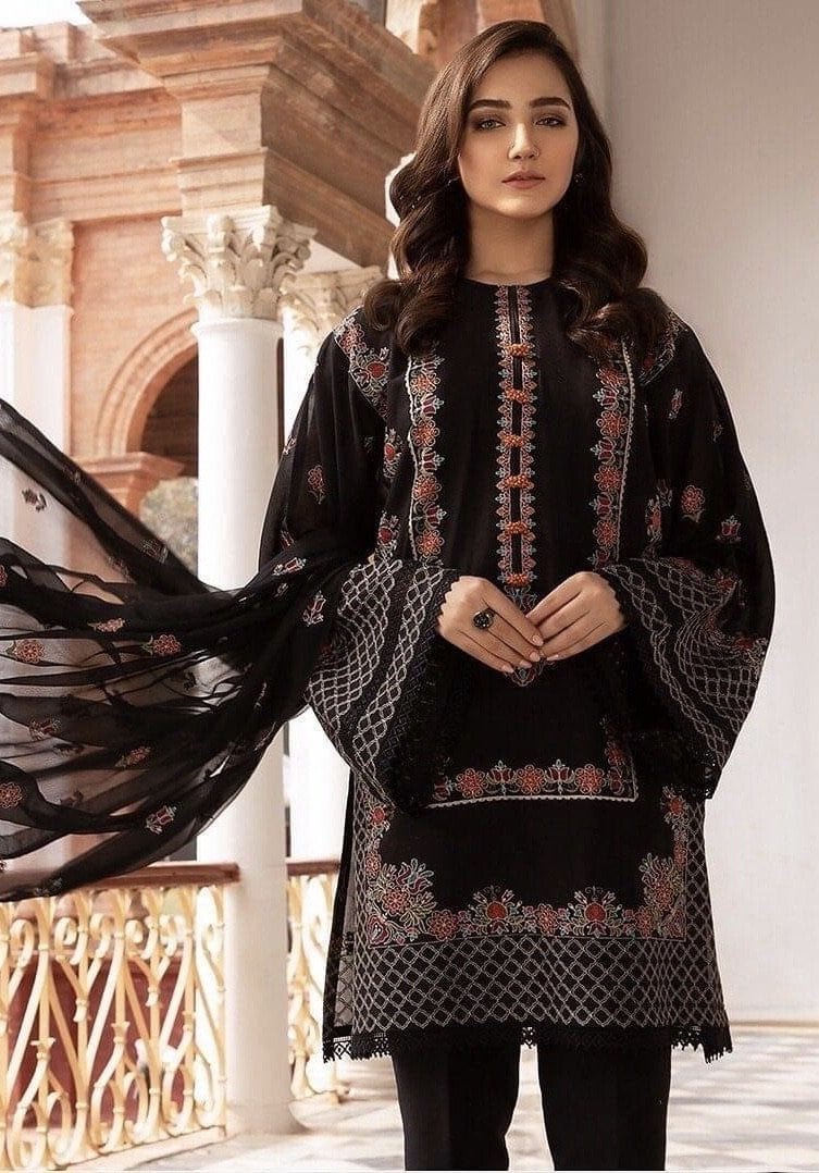 Mp254-BAREEZE 3PC LAWN EMBROIDERED DRESS WITH CHIFFON EMBROIDERED DUPATTA