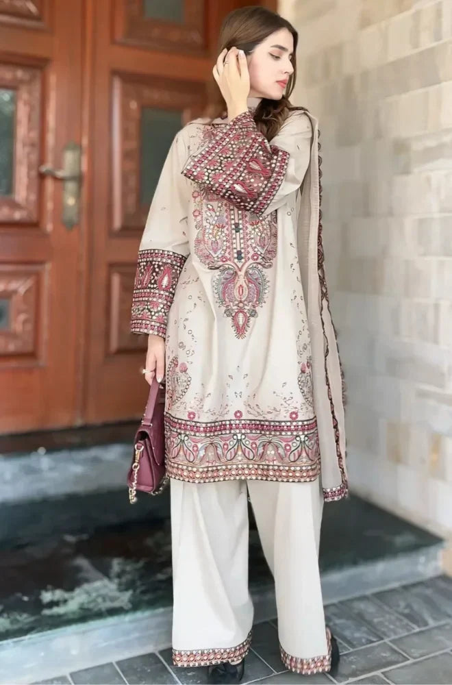 MP1274-Maria .B. - Summer 3PC Lawn Chickenkari Embroidered Suit
