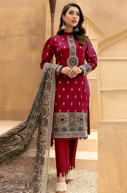 MP512-WINTER Embroidered Dhanak Suit with Heavy Embroidered Dhanak Shawll