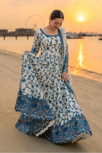 MP1187 - FAIZA SAQLAIN - Summer 3PC Lawn Printed Lawn Embroidered Patches
