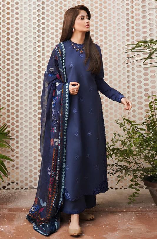 MP760-SUMMER - 3PC Lawn Heavy Embroidered Shirt With Monar Printed Dupatta