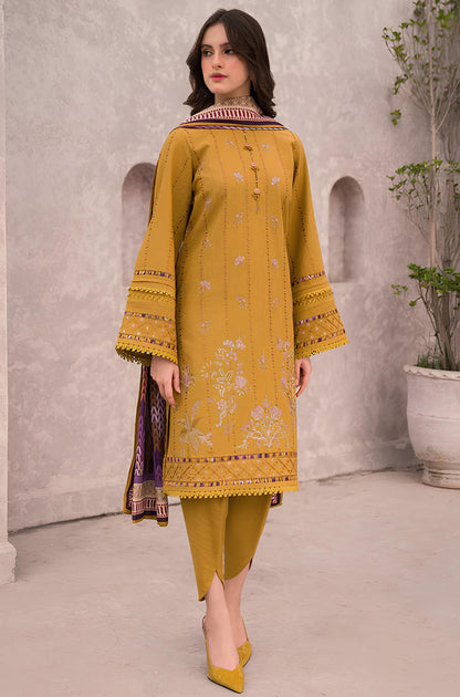 MP618-WINTER 3PC Dhannak Embroidered suit with Printed Shawll