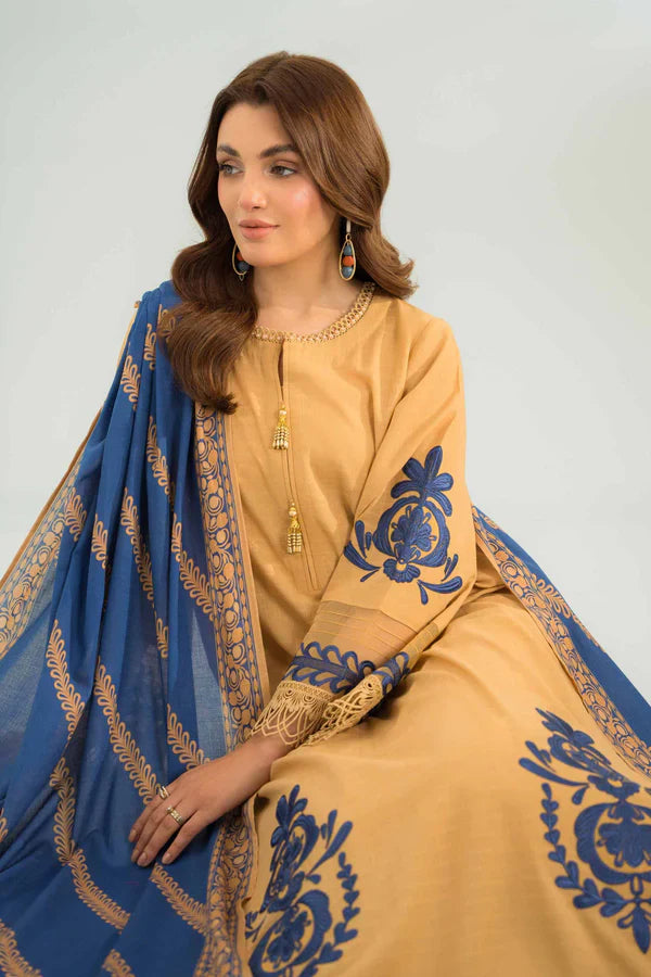 MP751-SUMMER 3PC Lawn Embroidered Shirt With Chiffon Embroidered Dupatta