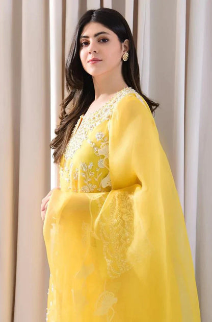 MP242-3PC Lawn Embroidered Shirt With Organza Embroidered Dupatta