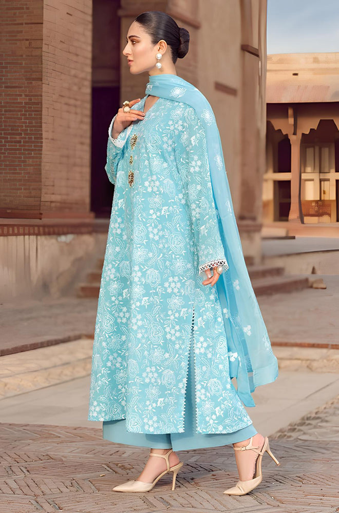 MP202-Bareeze -Embroidered 3pc lawn dress with embroidered chiffon dupatta