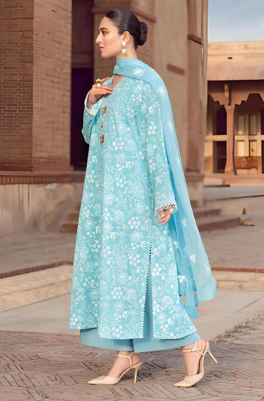 MP202-Bareeze -Embroidered 3pc lawn dress with embroidered chiffon dupatta