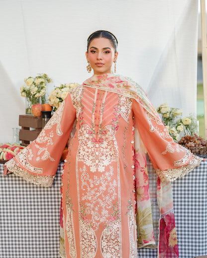 MP1126 - Elaf - Summer 3PC Lawn Chikenkari Embroidered Shirt