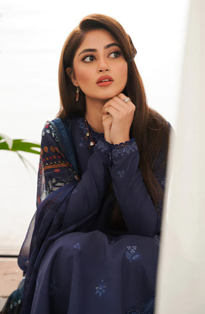 MP760-SUMMER - 3PC Lawn Heavy Embroidered Shirt With Monar Printed Dupatta