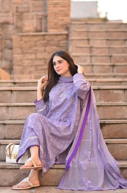 MP1020 - Breeze 3PC Lawn Embroidered Suit