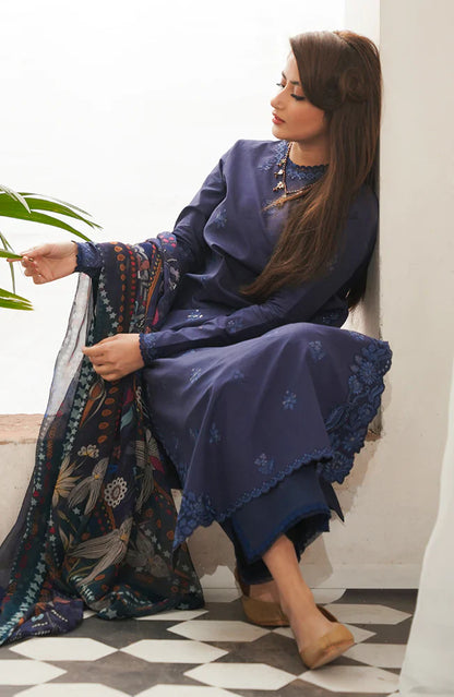 MP760-SUMMER - 3PC Lawn Heavy Embroidered Shirt With Monar Printed Dupatta
