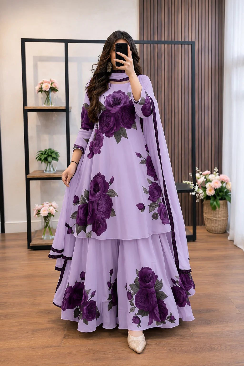 MP1227- Maliha - 3 piece Lawn frock style Printed suit