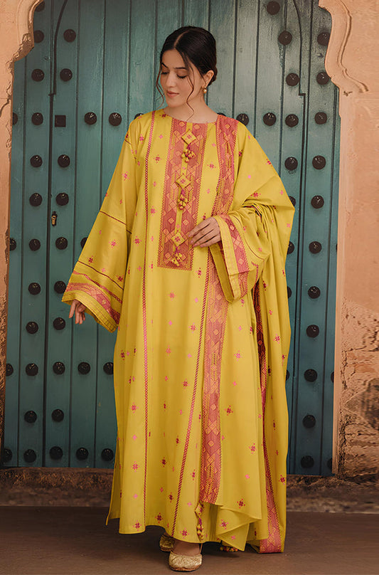 MP752-SUMMER 3PC Lawn Embroidered Shirt With Lawn Embroidered Dupatta