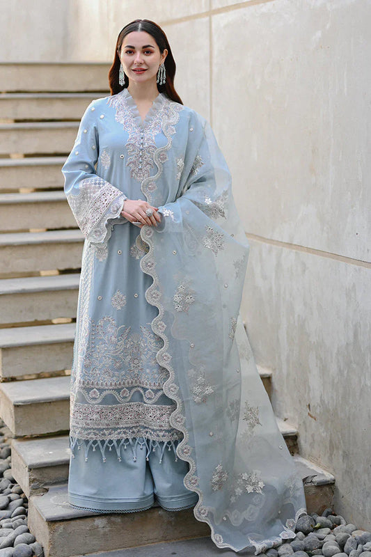 MP1037 - QALAMKAR 3PC Lawn Embroidered Suit