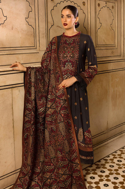 MP546-WINTER 3-Pc Embroidered Dhanak Suit with Heavy Embroidered Dhanak Shawll