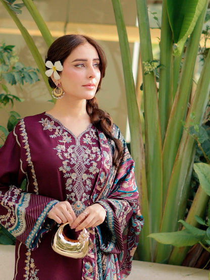 MP1316 - Sapphire - Winter 3PC Dhanak Embroidered Suit
