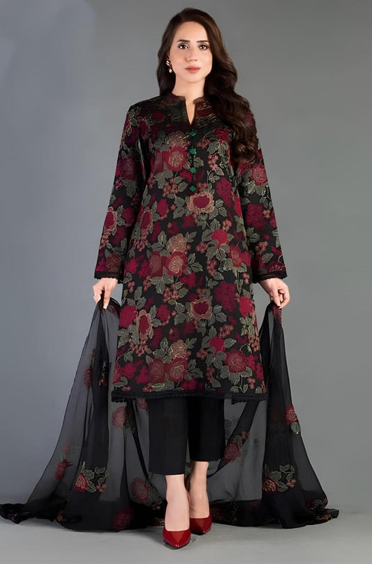 MP199-Bareeze -Embroidered 3pc lawn dress with embroidered chiffon dupatta